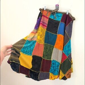 Agan Traders Womens XXL Patchwork Wrap Skirt Cotton Boho Hippie Bohemian